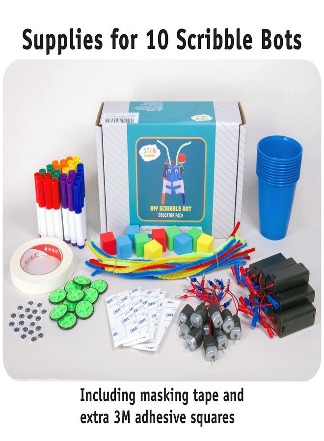STEM Inventions DIY Doodle Scribble Bot Kit - Bulk Pack of 10 Drawing Motorized Doodle Art Robot Projects for Kids - STEM & STEAM Classroom Robotics Activity - Image 2